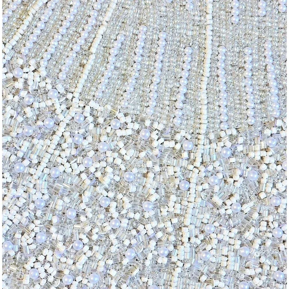 Ghost Beaded Halloween Placemat Charger White Silver Christian Siriano 16x15